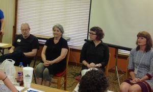 The panel: Publisher Duke Pennell, Publisher Lou Turner, Editor Alex Hess, Agent Jeanie Loiacono